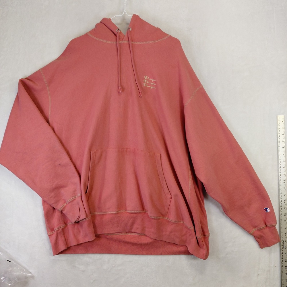 Champion Reverse Weave Hoodie 3XL Pink Heavyweight Sweatshirt Mens Big and Tall